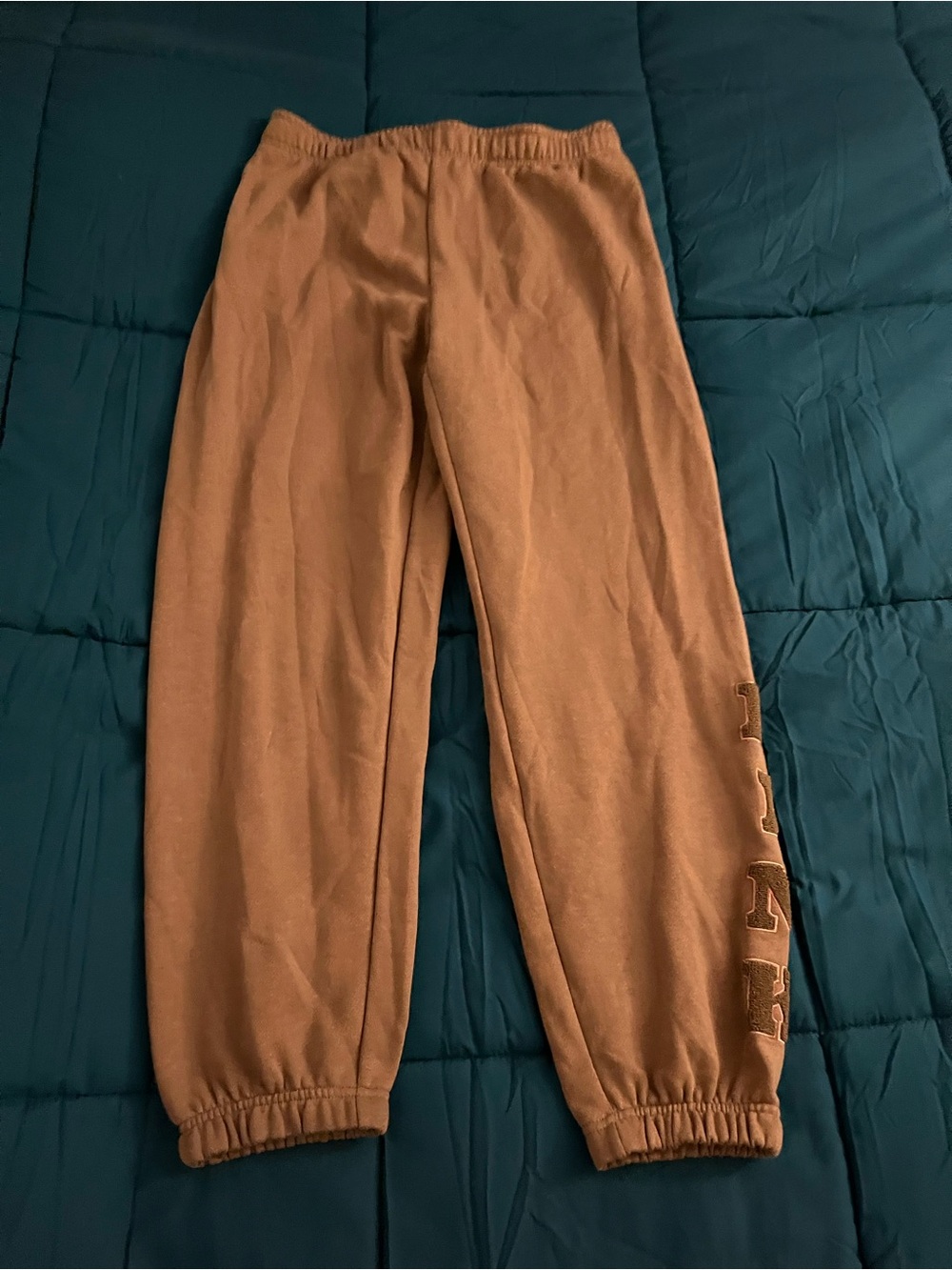 PINK Victoria's Secret Brown/Tan Joggers with Side Logo Size Large NWT